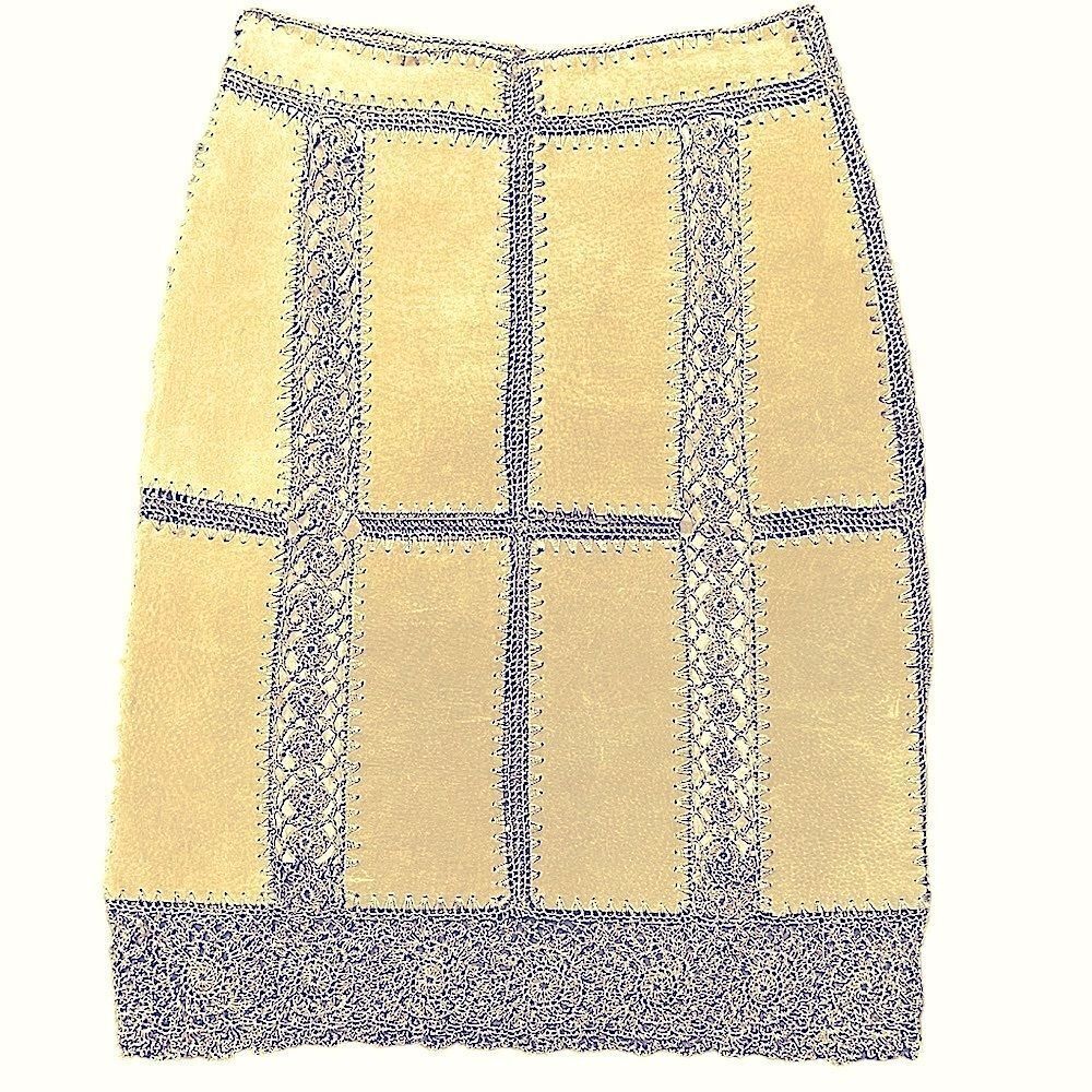 Vintage leather gold crochet skirt IDI by Mathew Size Small